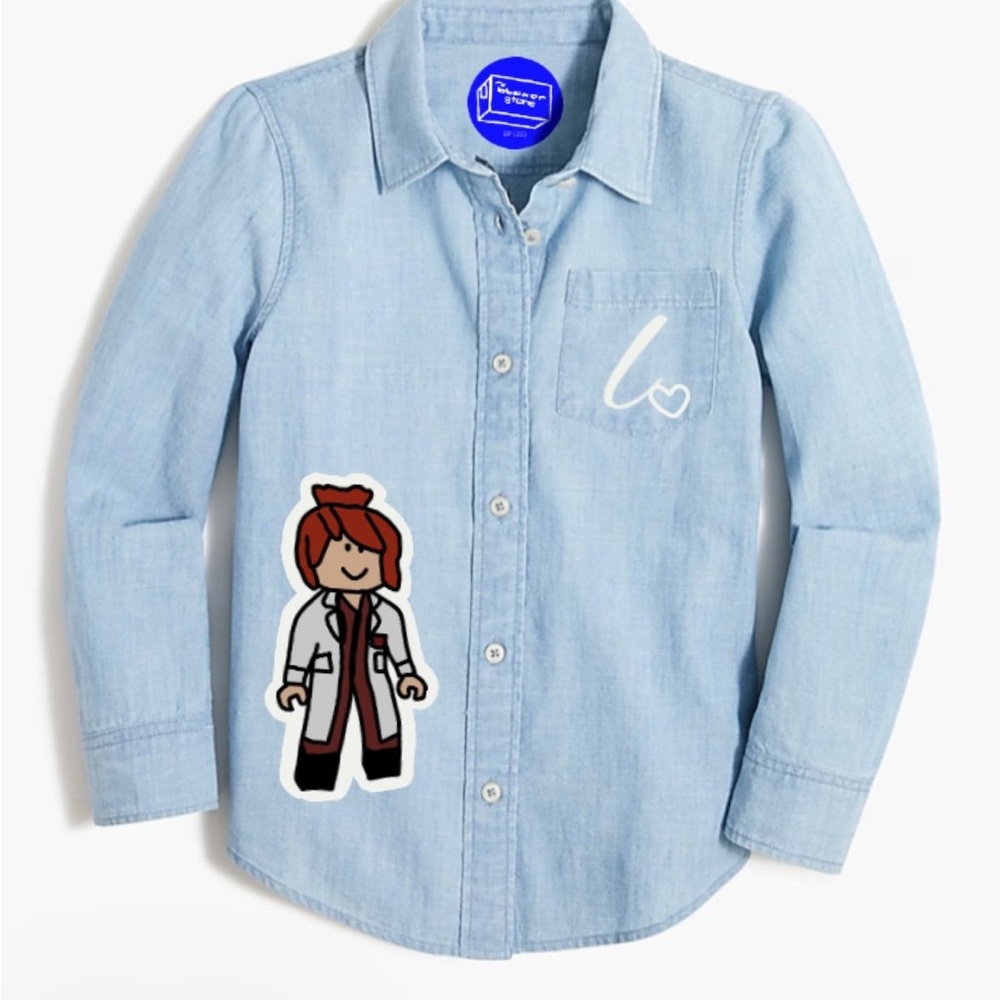 Roblox Girls Denim Chambray Shirt Kids